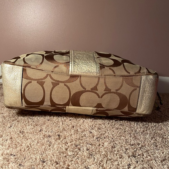 Coach Gold Signature Pattern Tote - Picture 4 of 7